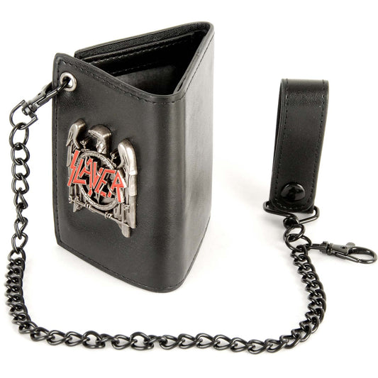 Slayer Black Eagle Metal Badge Trifold Chain Wallet Tri-Fold Wallet Front