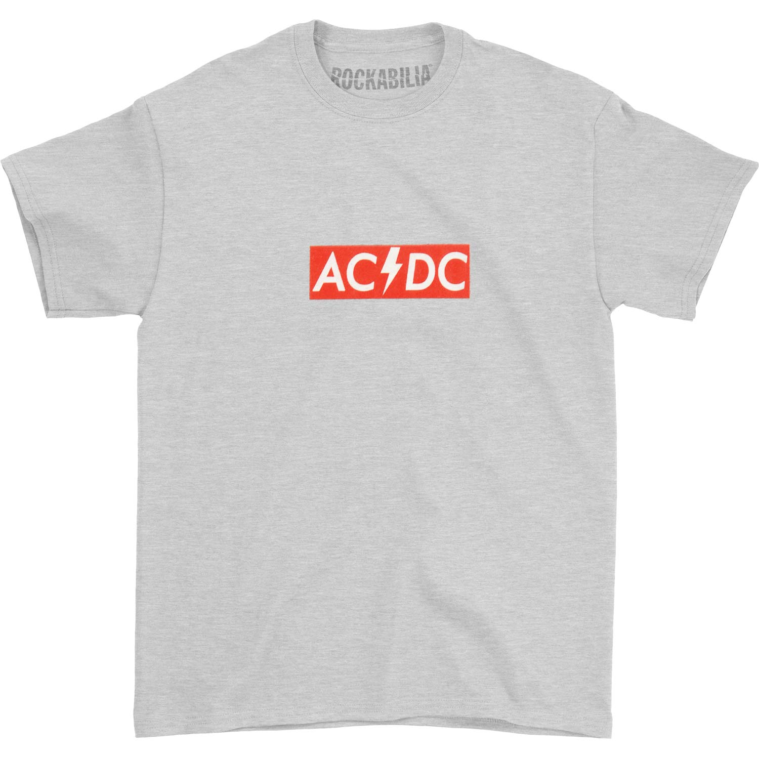 AC/DC Screen Print on Heather Grey Tee T-shirt Front