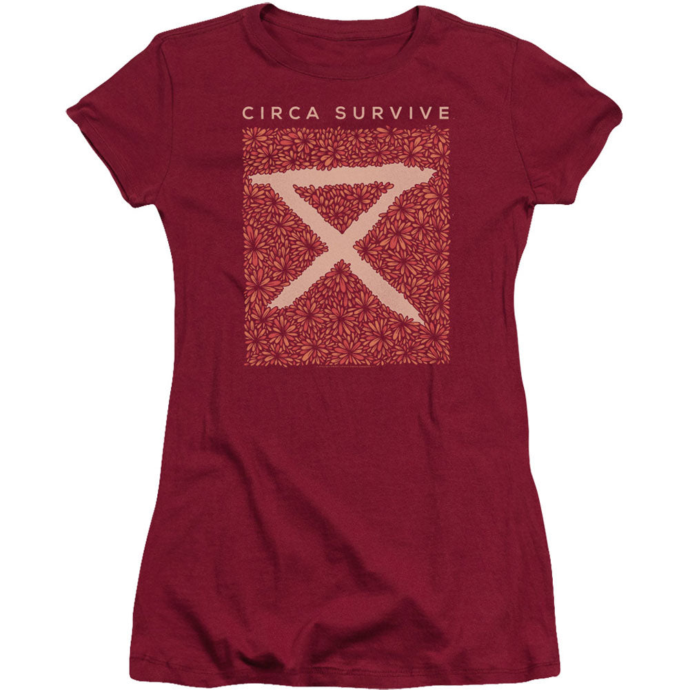 Circa Survive Floral Cap Sleeve Junior Top Front