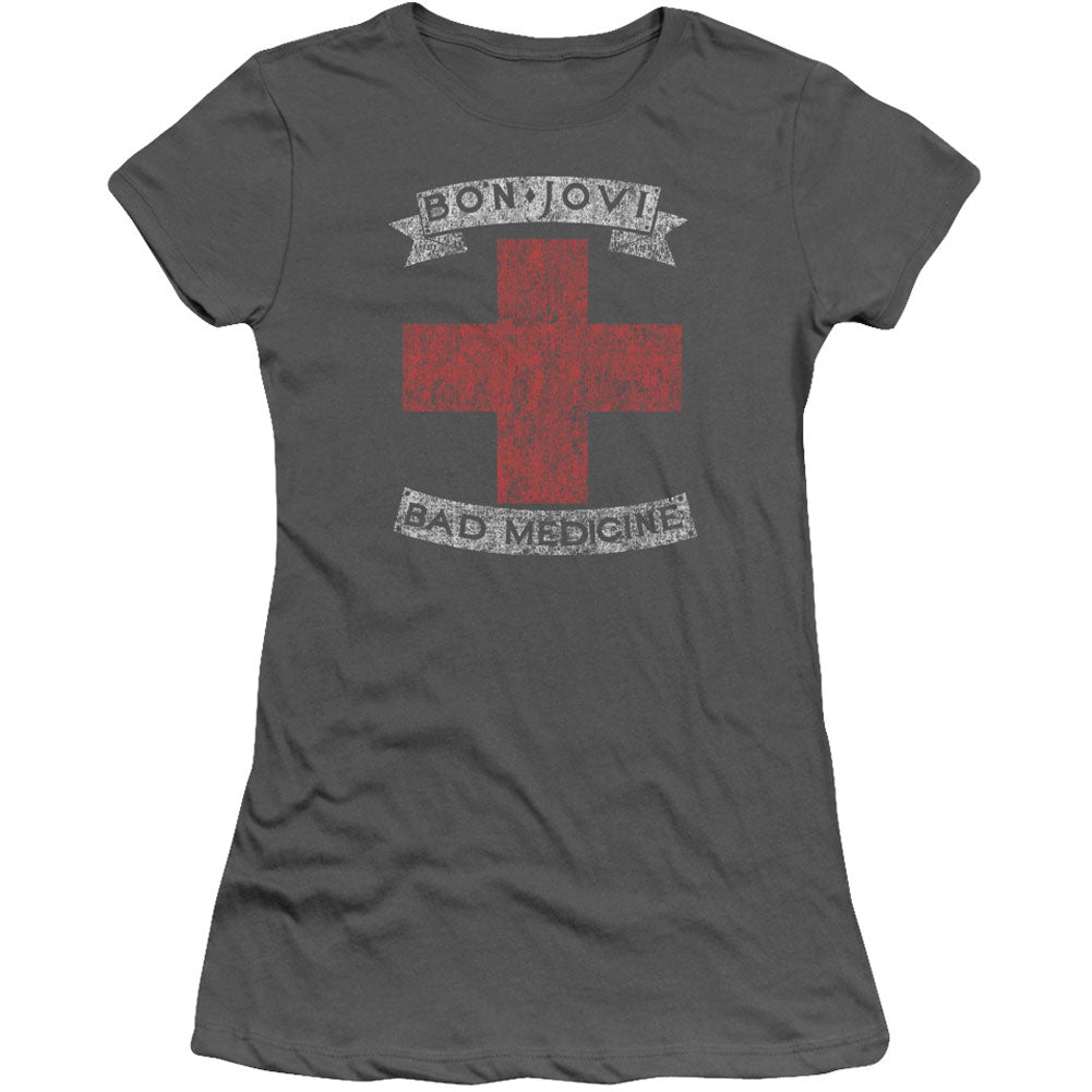 Bon Jovi Bad Medicine Cap Sleeve Junior Top Front