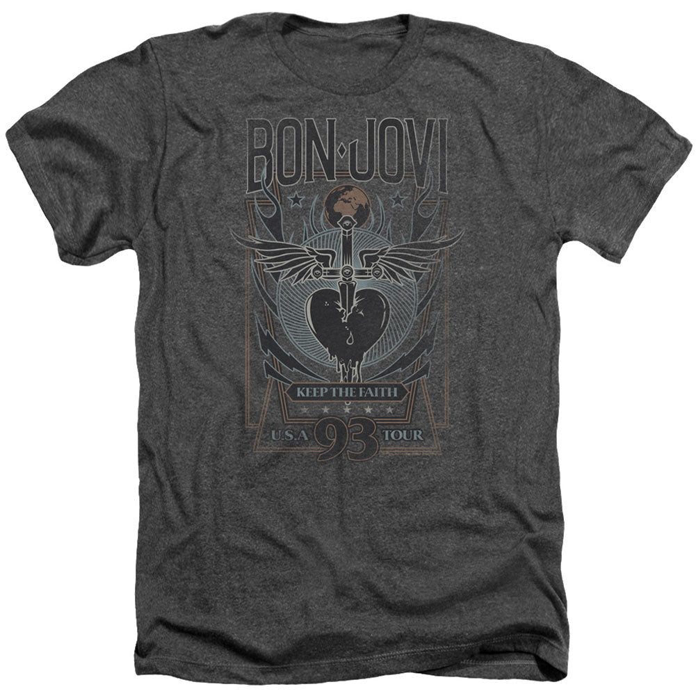 Bon Jovi Keep The Faith Adult Heather 40% Poly T-shirt Front