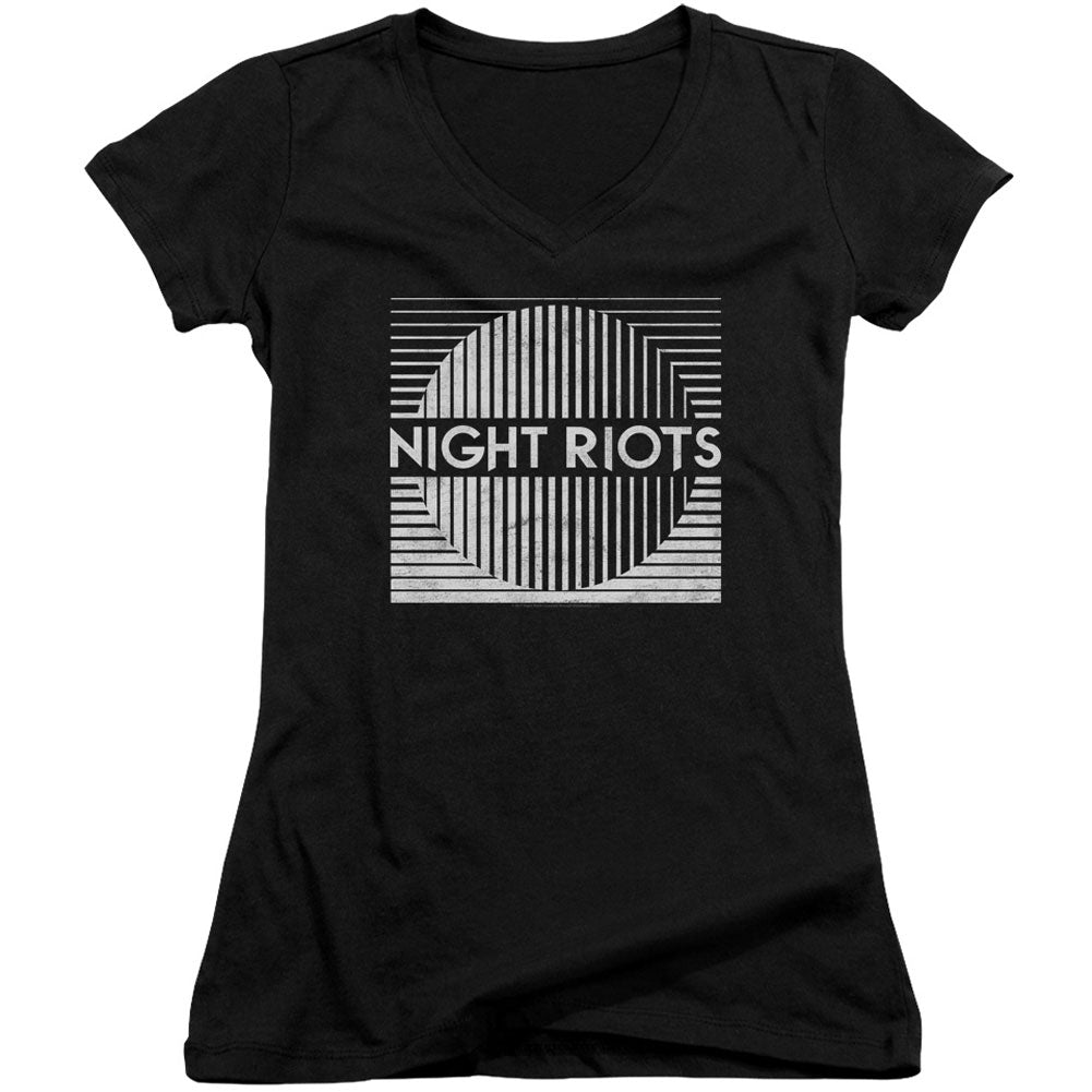 Night Riots Title V-Neck Junior Top Front