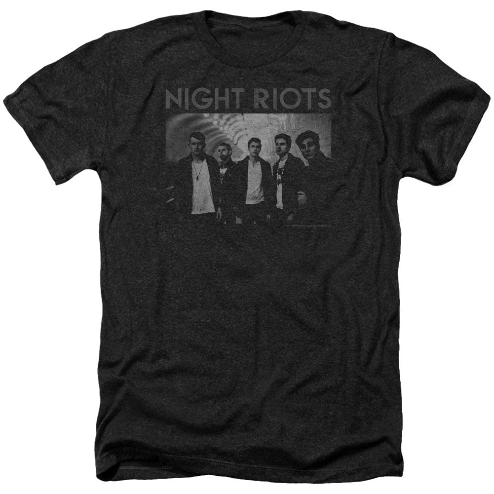 Night Riots Greyscale Adult Heather 40% Poly T-shirt Front