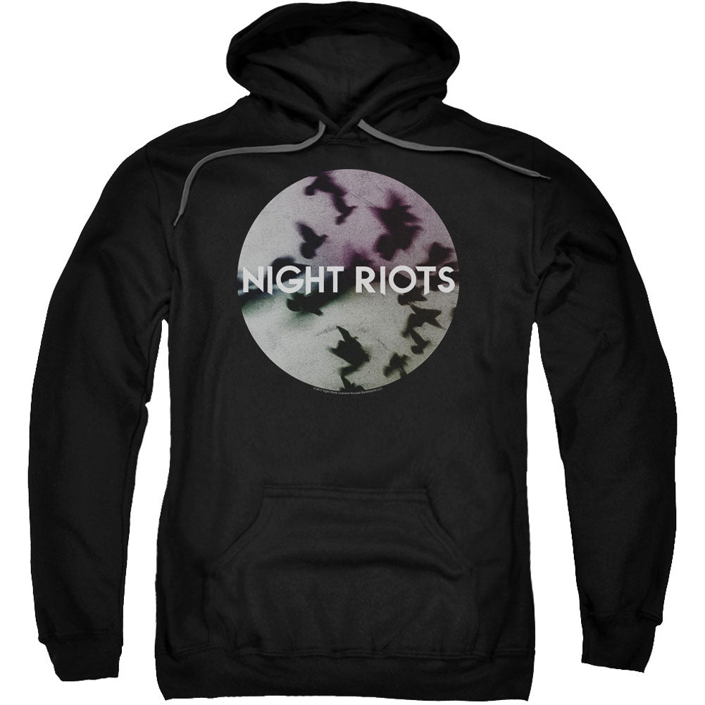 Night Riots Flock Adult 25% Poly Hooded Sweatshirt Front