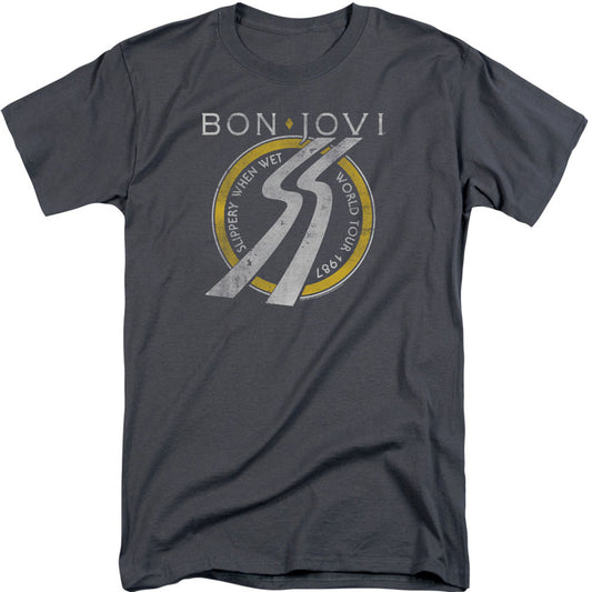 Bon Jovi Slippery When Wet World Tour Adult Tall T-shirt Tall Front