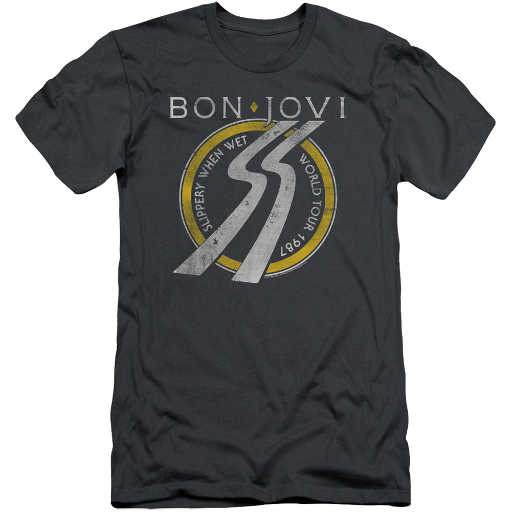 Bon Jovi Slippery When Wet World Tour Adult Slim Fit Slim Fit T-shirt Front