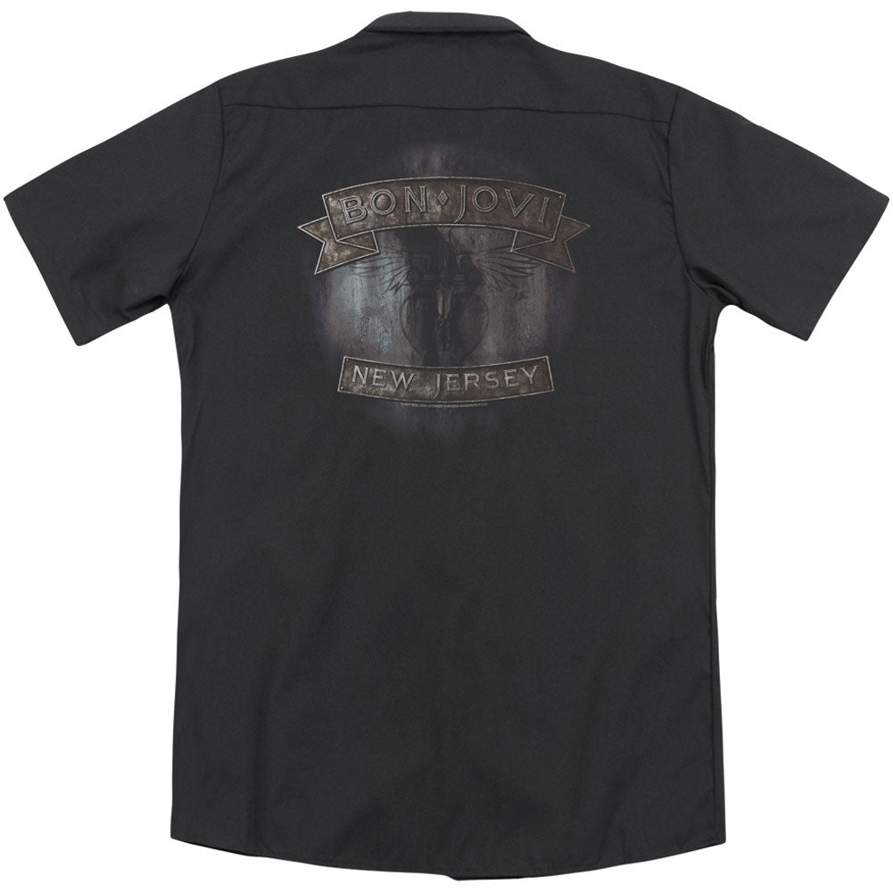 Bon Jovi New Jersey (Back Print) Work Shirt Back