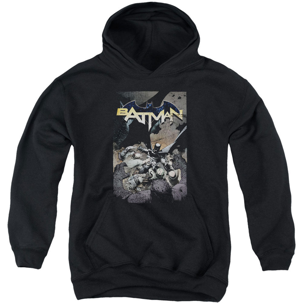 Batman One Youth 50% Poly Hooded Sweatshirt Front