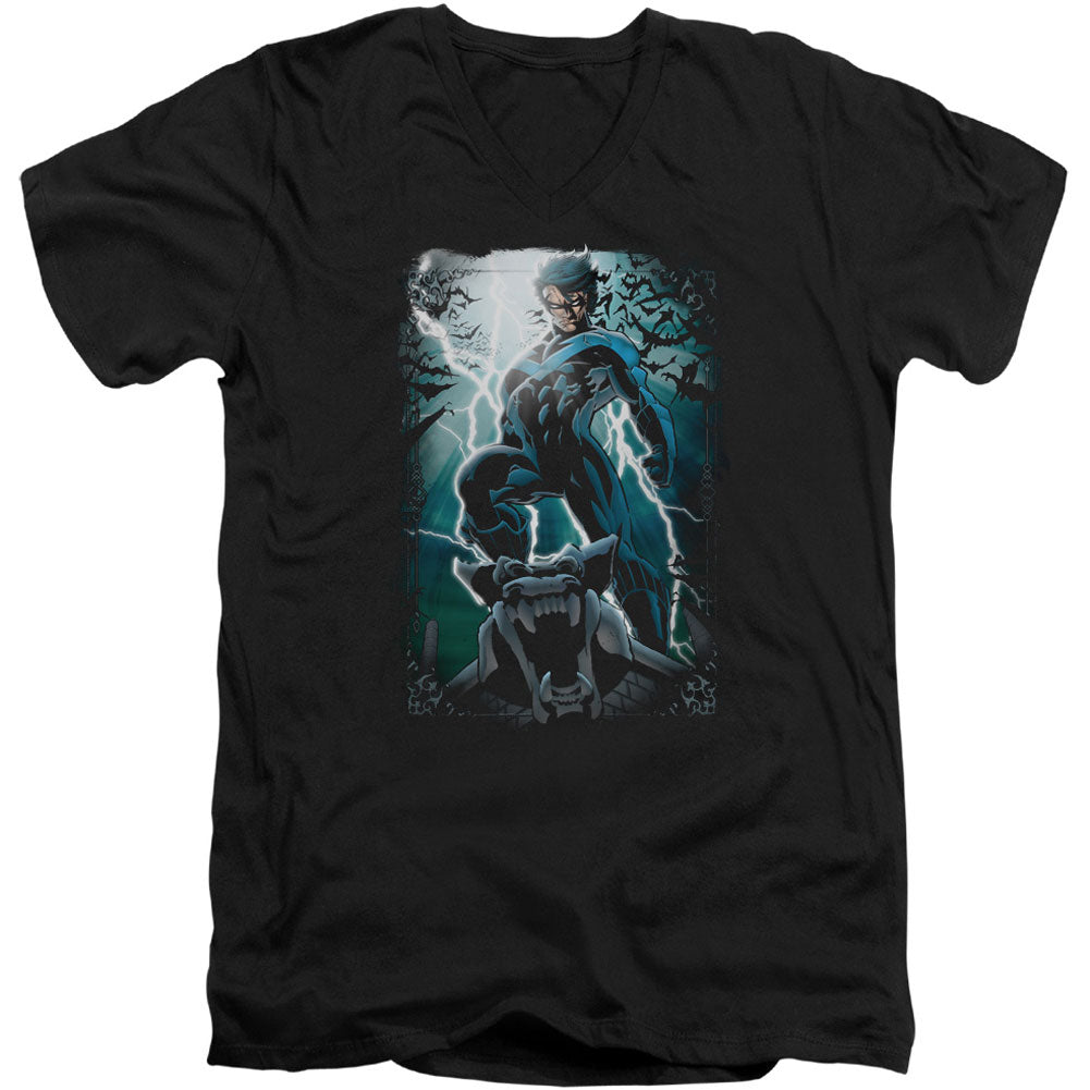 Batman Night Light Adult V-Neck Slim Fit T-shirt Front