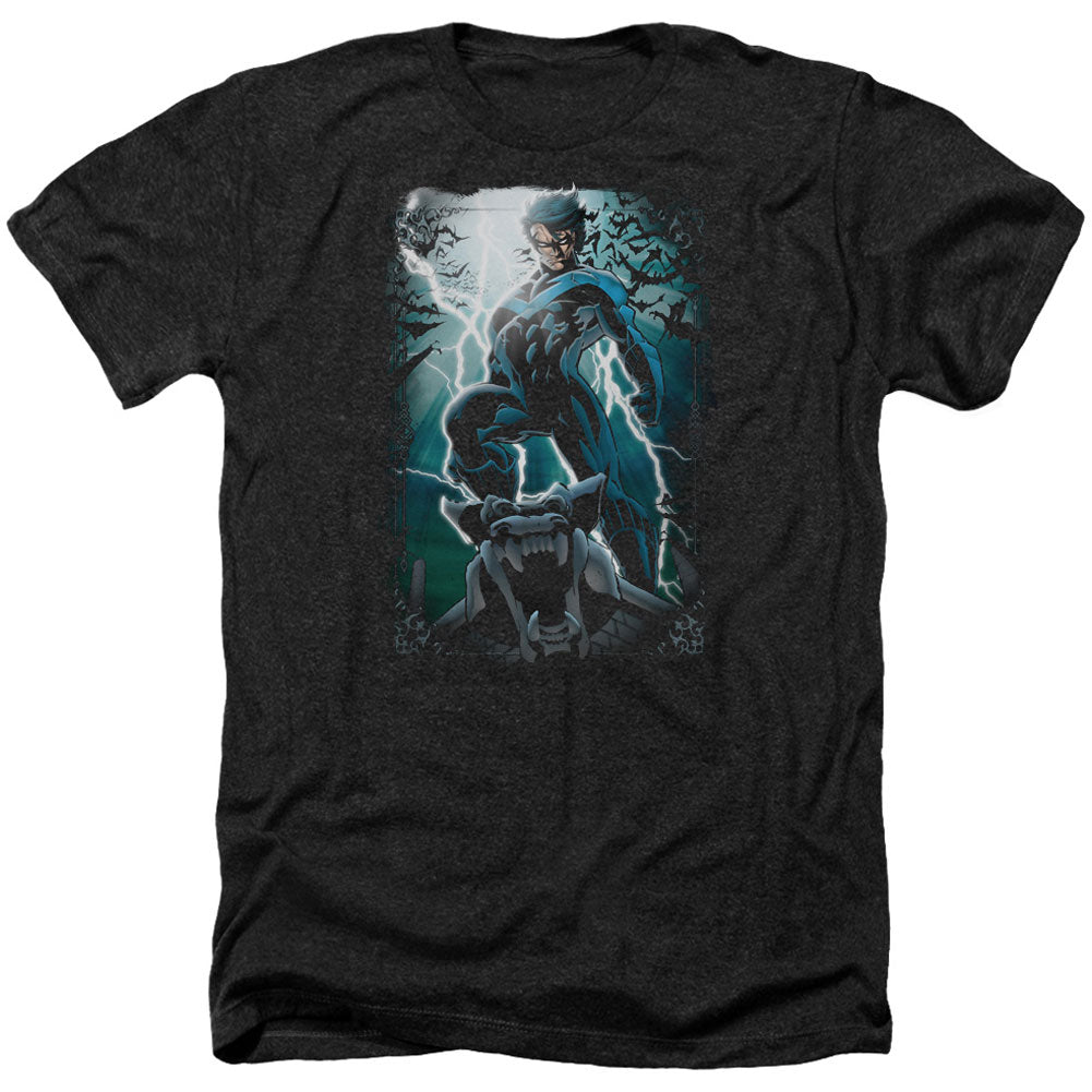 Batman Night Light Adult Heather 40% Poly T-shirt Front