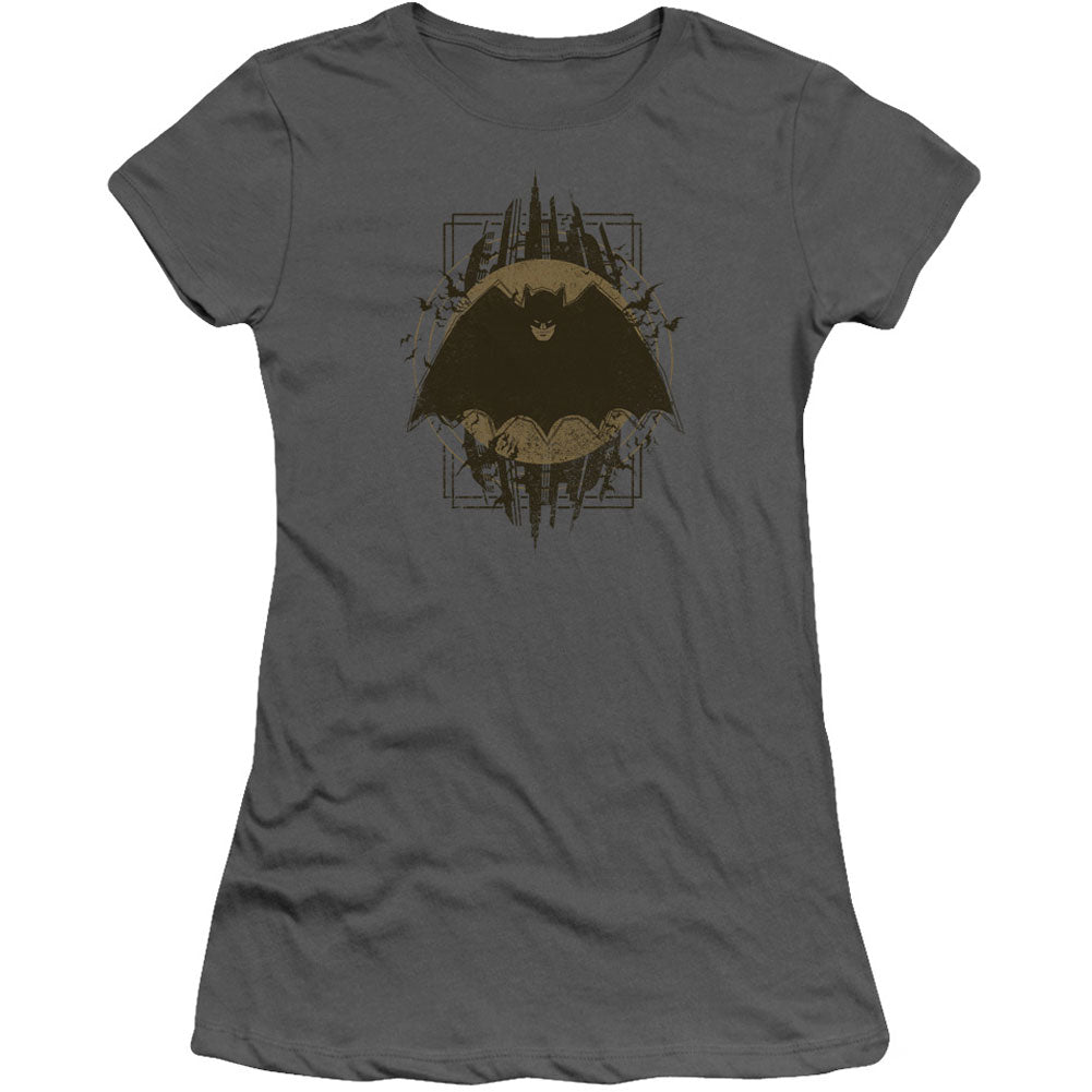 Batman Crest Cap Sleeve Junior Top Front