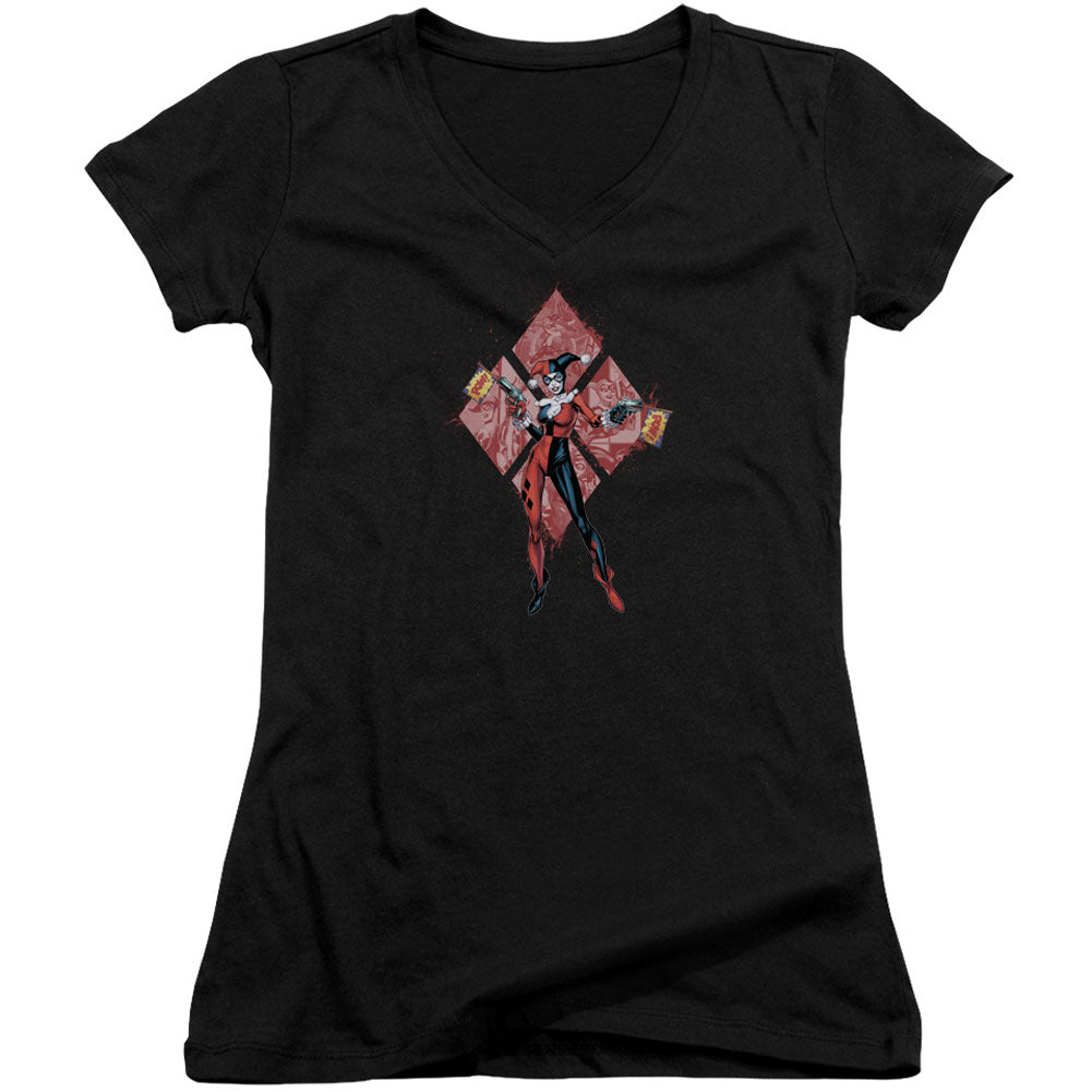 Batman Harley Quinn (diamonds) V-Neck Junior Top Front