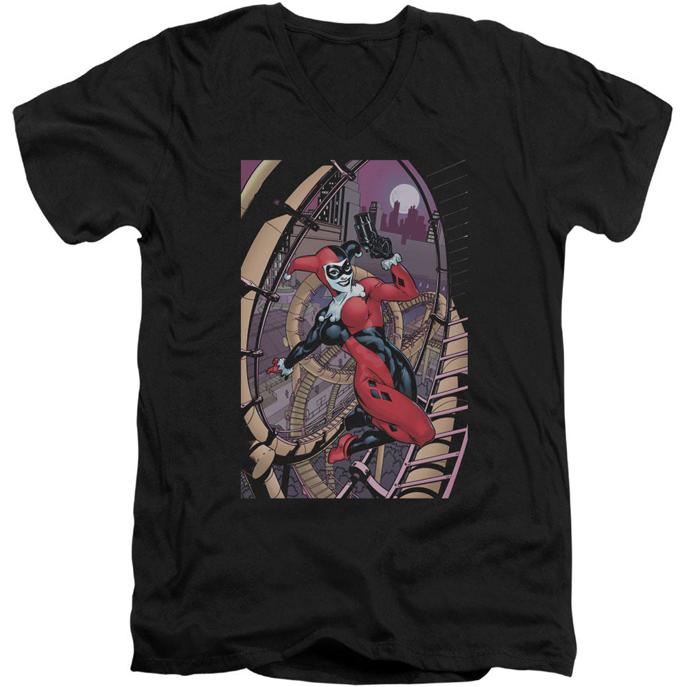 Batman Harley First Adult V-Neck Slim Fit T-shirt Front