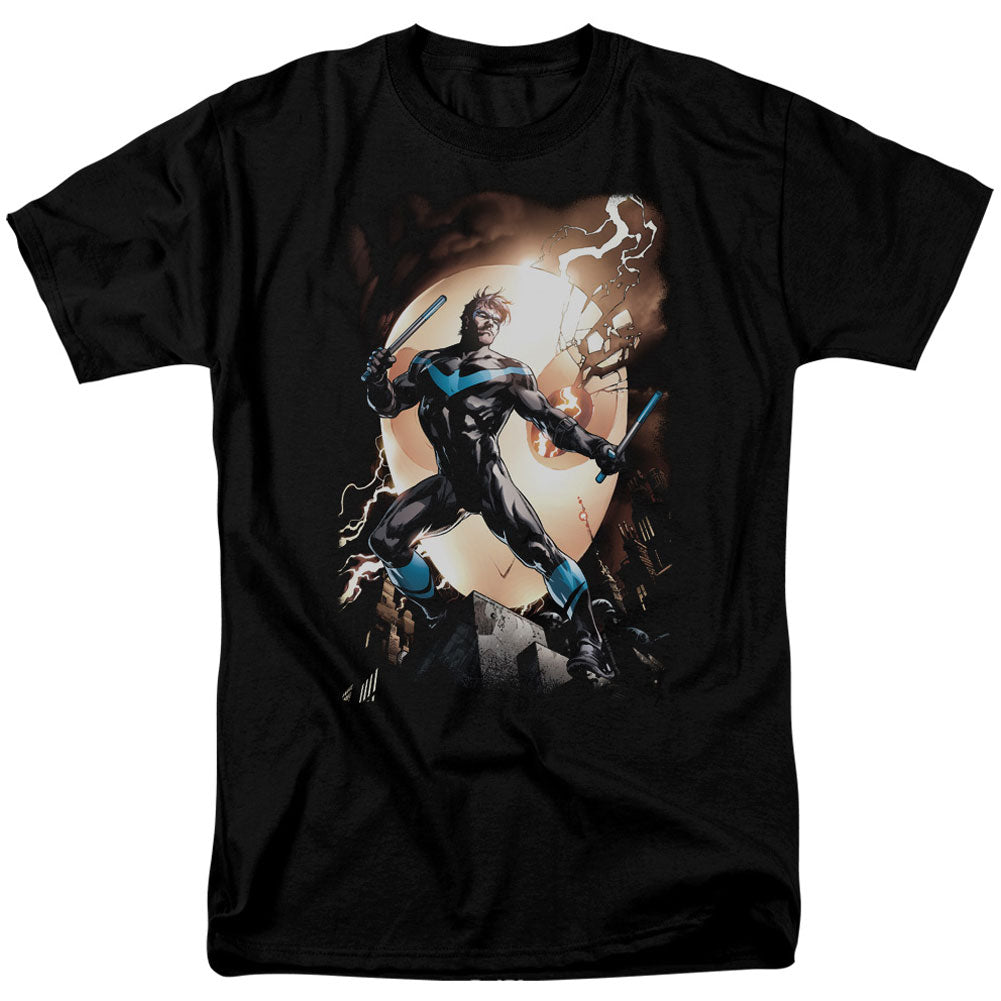Batman Nightwing Against Owls Adult T-shirt Front