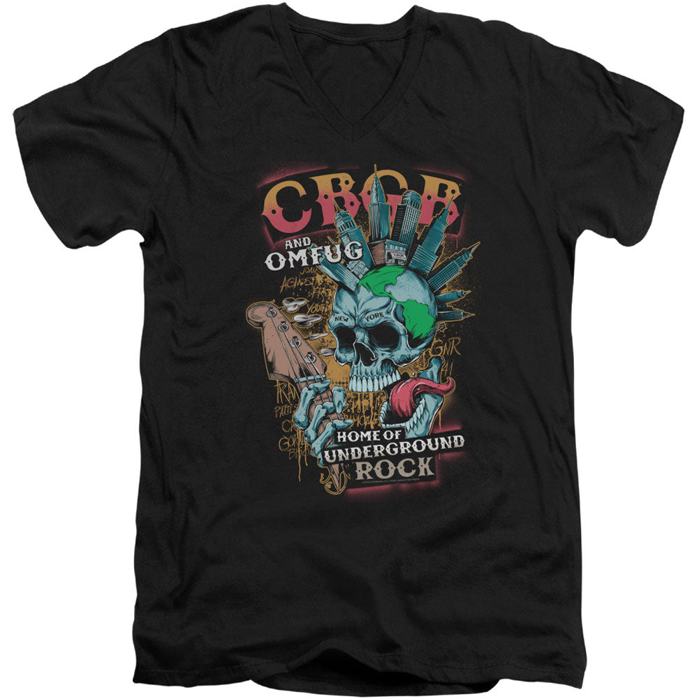 Cbgb City Mowhawk Adult V-Neck Slim Fit T-shirt Front