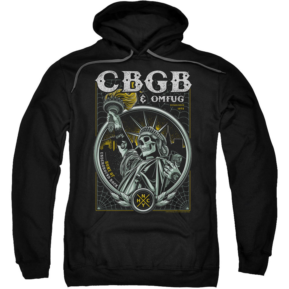 Cbgb Liberty Skull Adult 25% Poly Hooded Sweatshirt Front