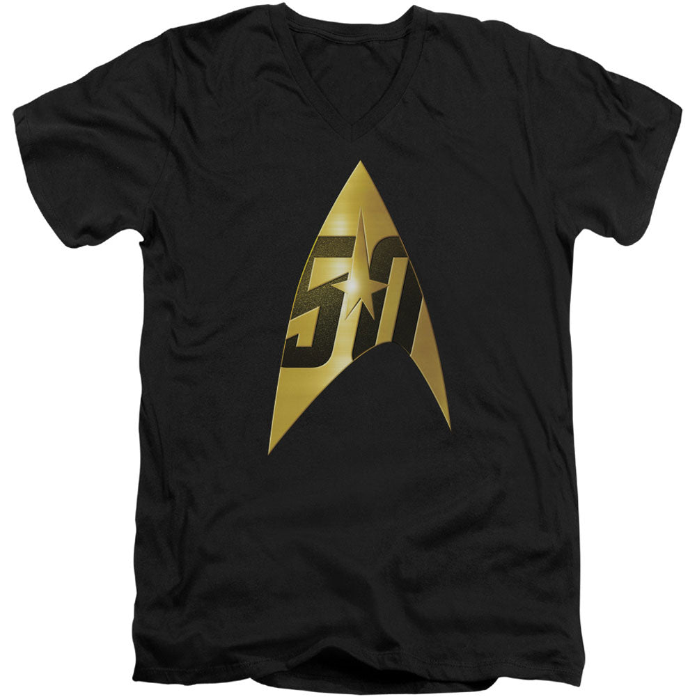 Star Trek 50th Anniversary Delta Adult V-Neck Slim Fit T-shirt Front
