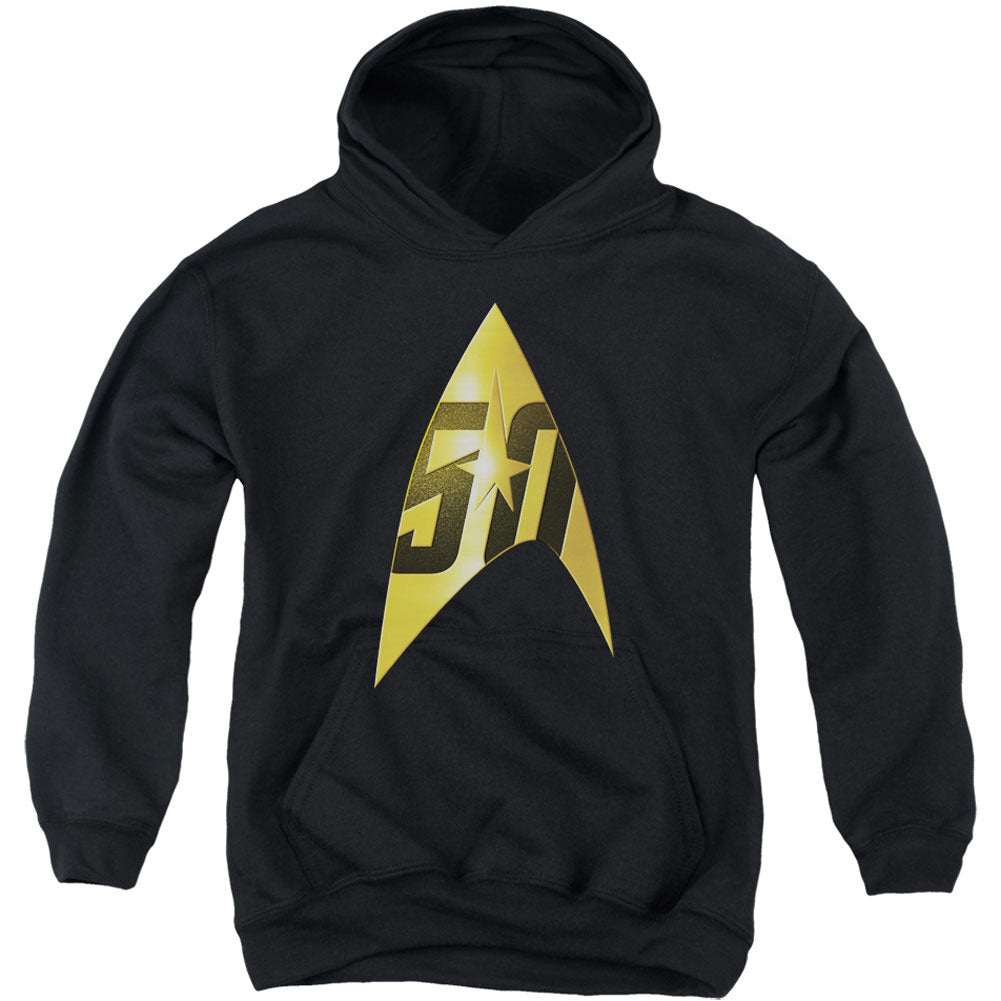 Star Trek 50th Anniversary Delta Youth 50% Poly Hooded Sweatshirt Front