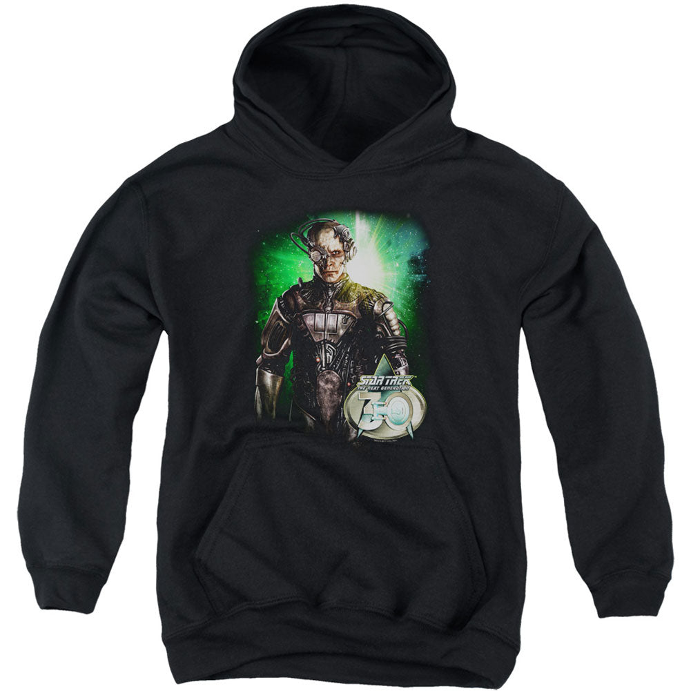 Star Trek Borg 30 Youth 50% Poly Hooded Sweatshirt Front