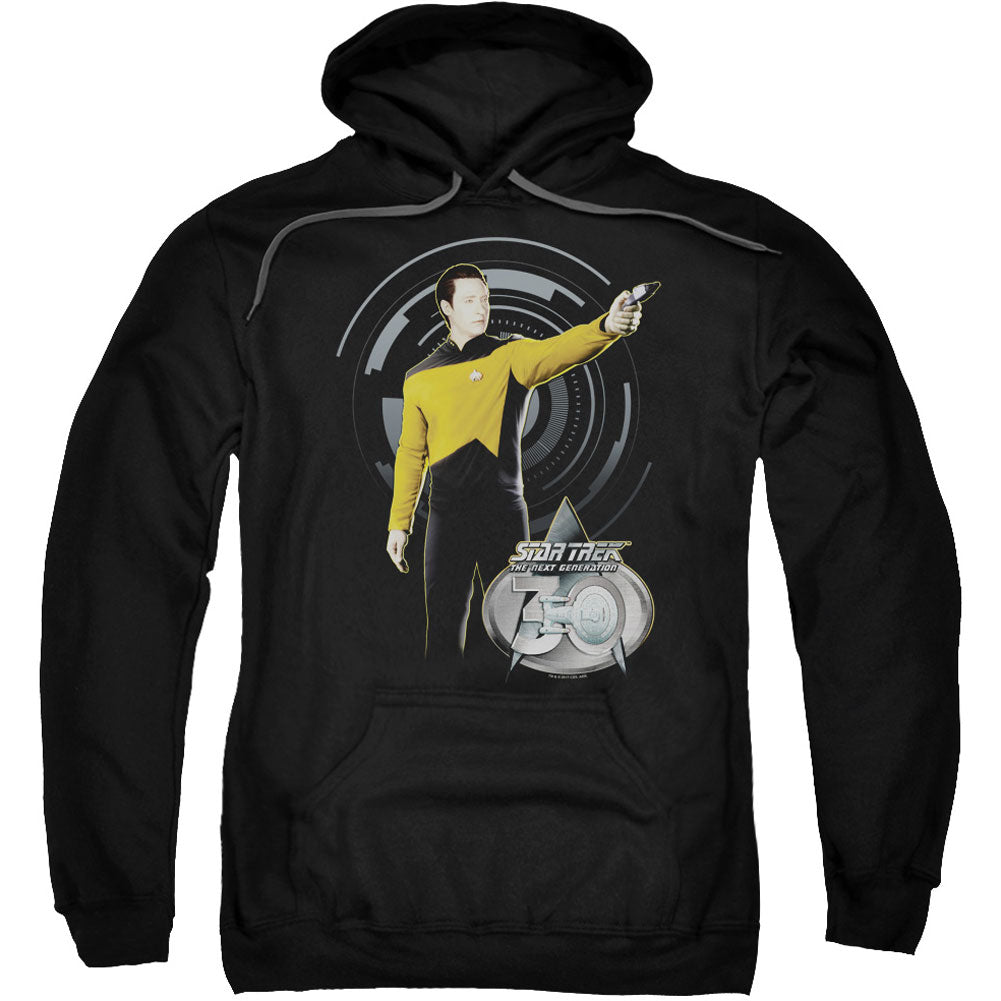 Star Trek Data 30 Adult 25% Poly Hooded Sweatshirt Front