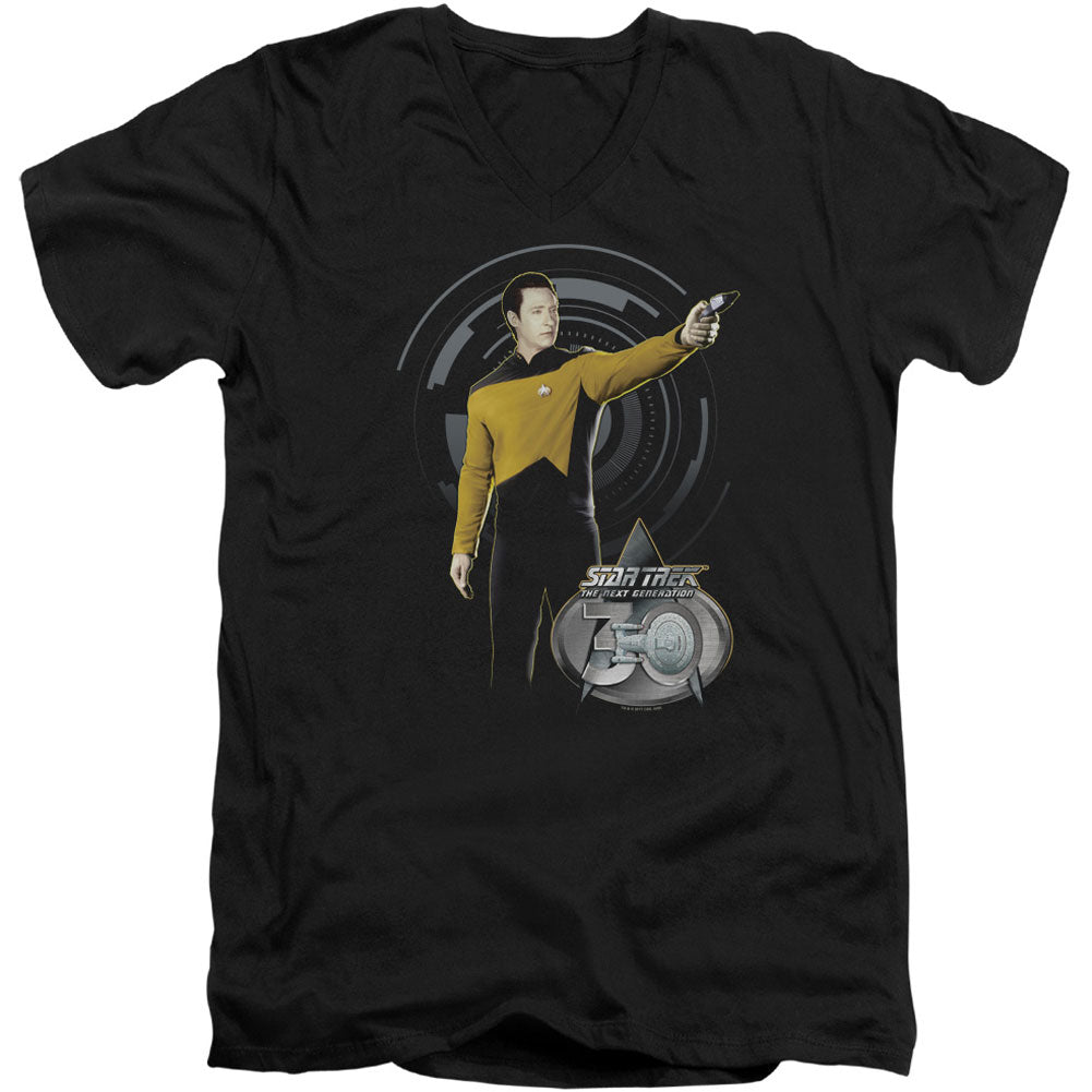 Star Trek Data 30 Adult V-Neck Slim Fit T-shirt Front