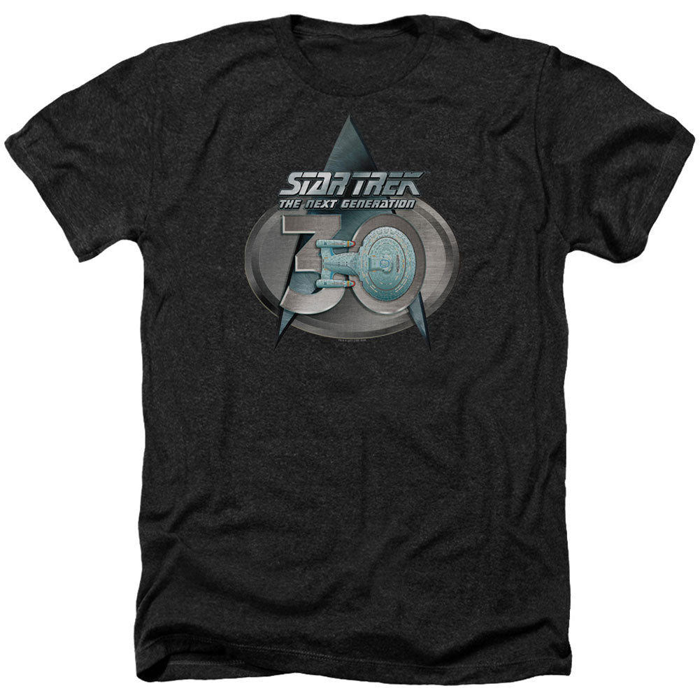 Star Trek Tng 30 Logo Adult Heather 40% Poly T-shirt Front