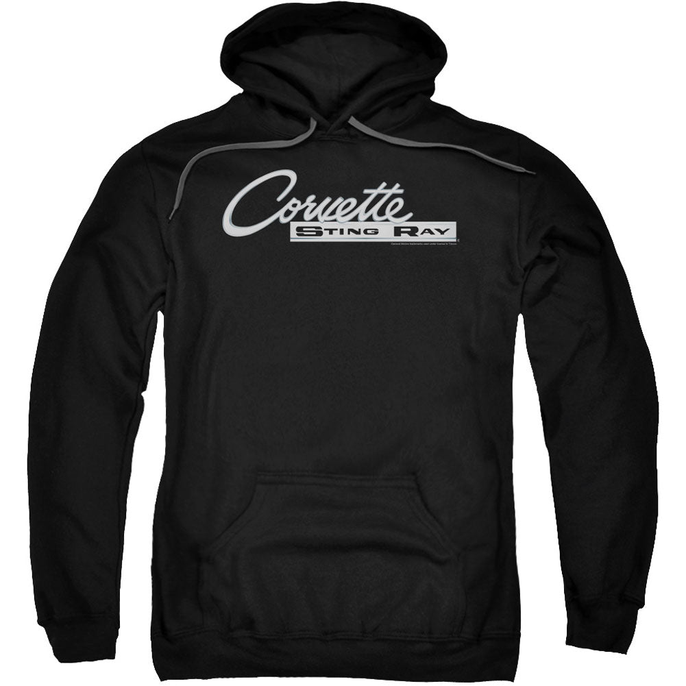 Chevy Chrome Stingray Logo Adult 25% Poly Hooded Sweatshirt Front