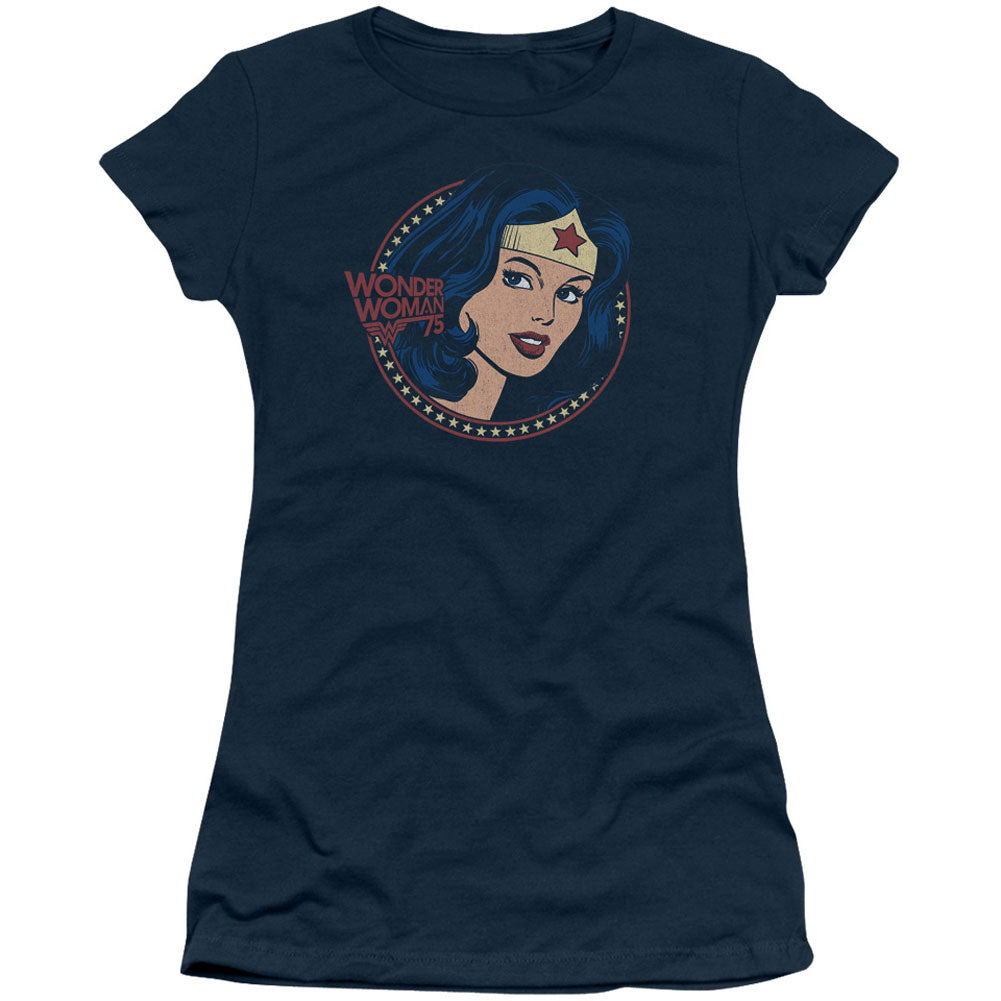 DC Comics Ww75 Starburst Portrait Cap Sleeve Junior Top Front