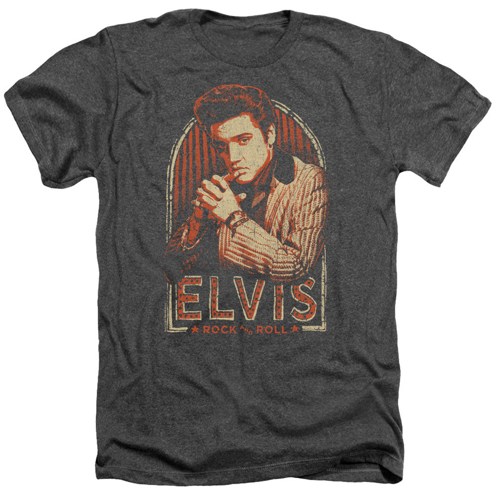 Elvis Presley Stripes Adult Heather 40% Poly T-shirt