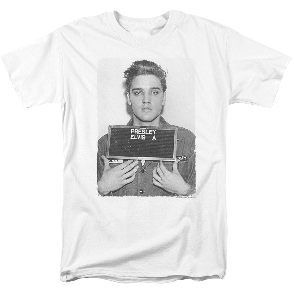 Elvis Presley Army Mug Shot Adult T-shirt