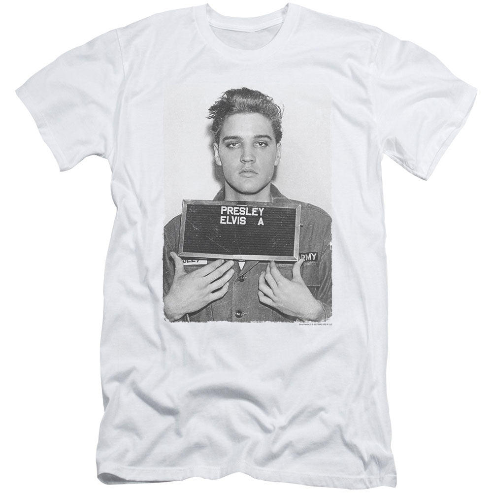 Elvis Presley Army Mug Shot Adult Slim Fit Slim Fit T-shirt