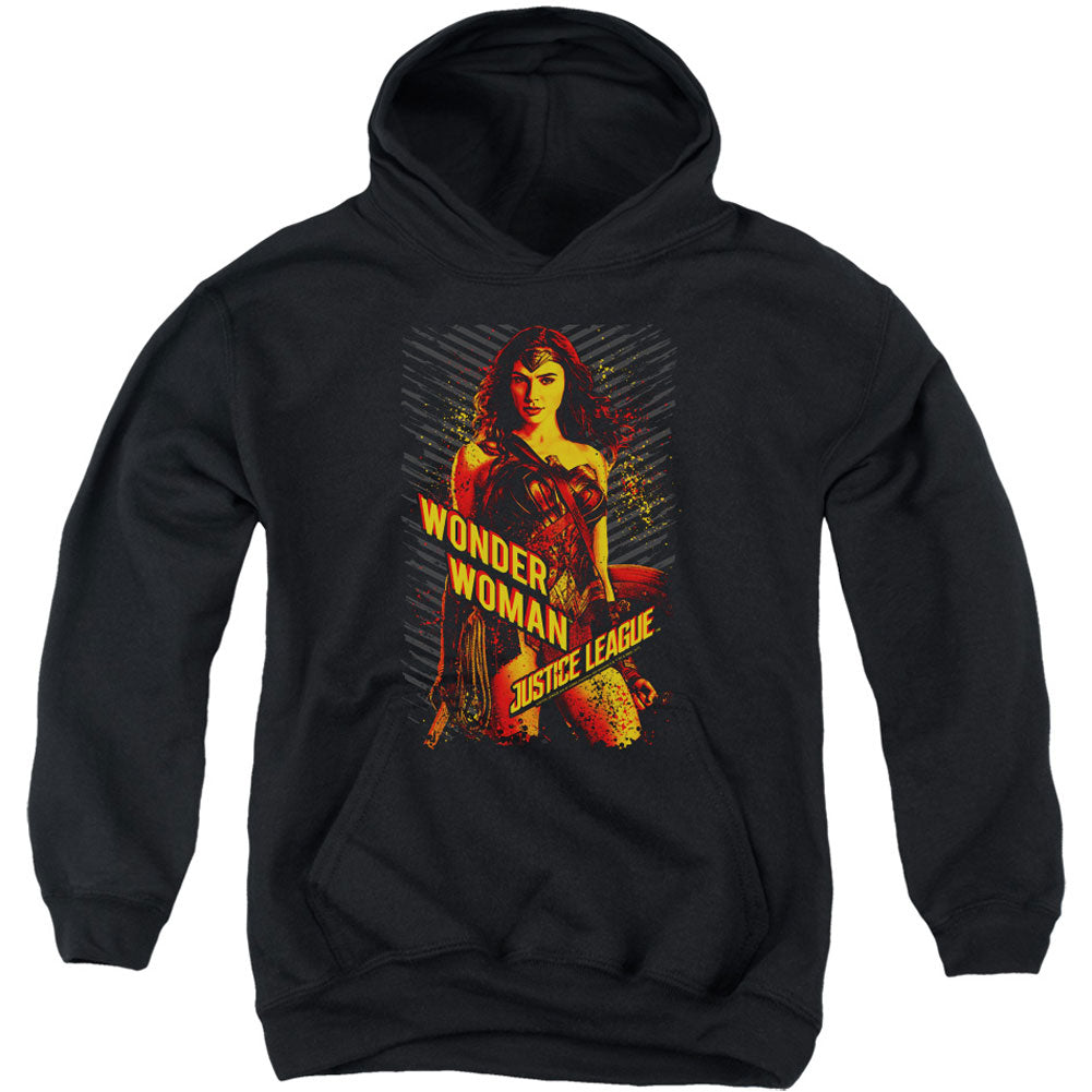 Justice League Wonder Woman Youth 50% Poly Hooded Sweatshirt Front