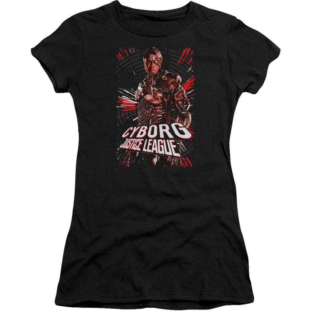 Justice League Cyborg Cap Sleeve Junior Top Front