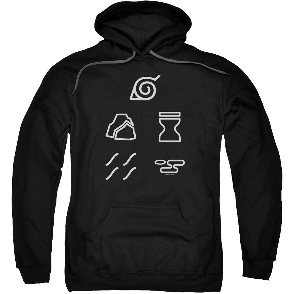 Naruto Village Symbols Adult 25% Poly Hooded Sweatshirt Front