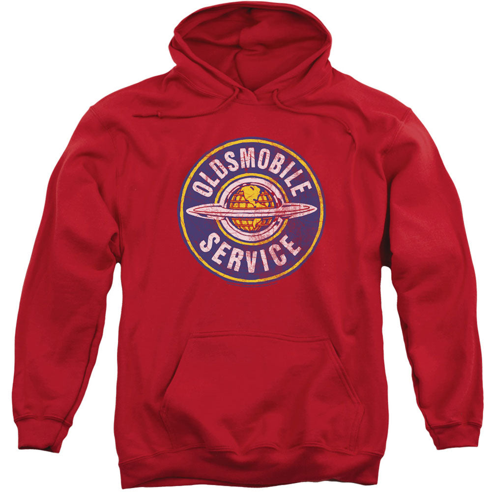 Oldsmobile Vintage Service Adult 25% Poly Hooded Sweatshirt Front