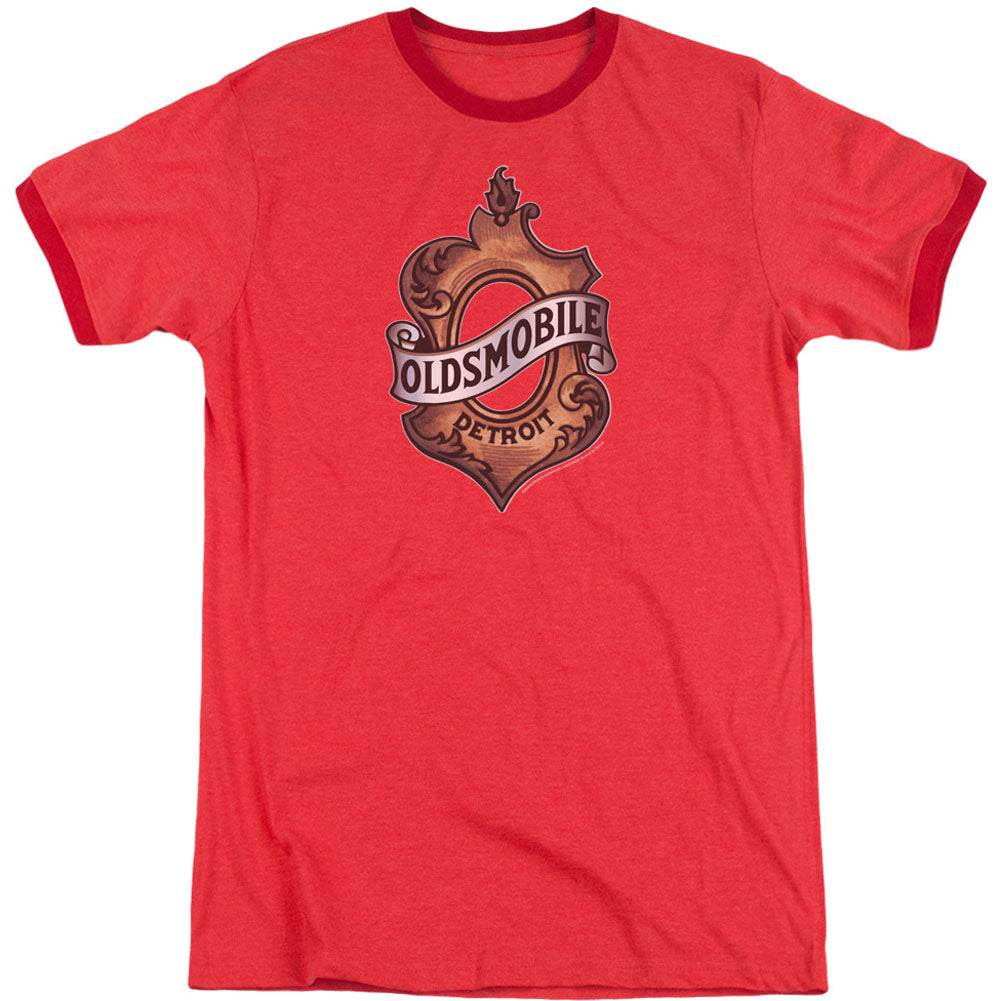 Oldsmobile Detroit Emblem Adult Ringer T-shirt Front