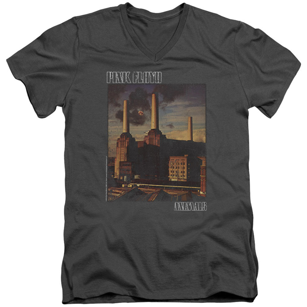 Pink Floyd Faded Animals Adult V-Neck Slim Fit T-shirt Front