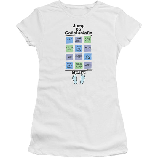 Office Space Jump To Conclusions Cap Sleeve Junior Top Front