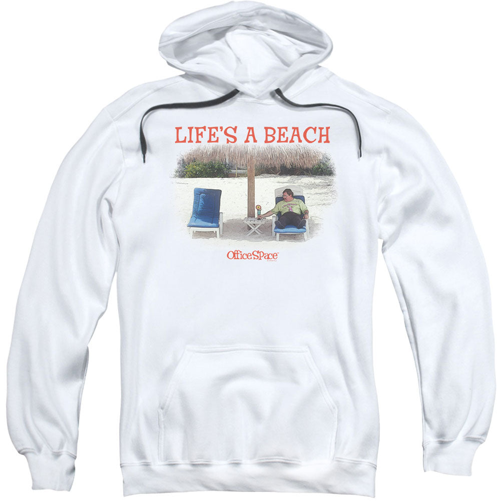 Office Space Lifes A Beach Adult 25% Poly Hooded Sweatshirt Front