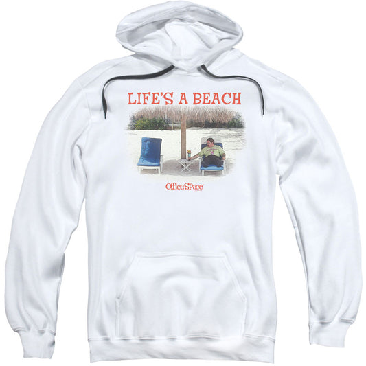 Office Space Lifes A Beach Adult 25% Poly Hooded Sweatshirt Front