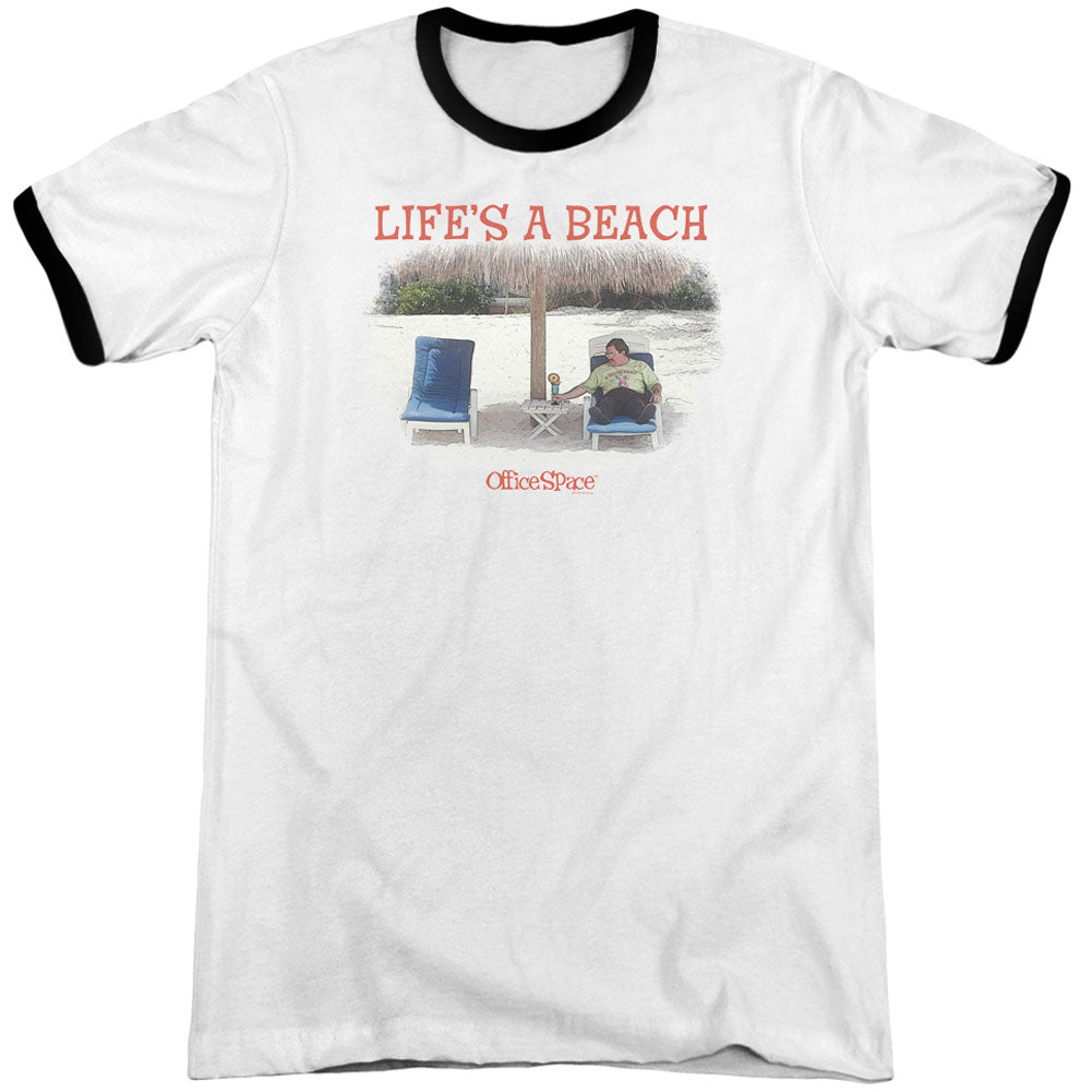 Office Space Lifes A Beach Adult Ringer T-shirt Front