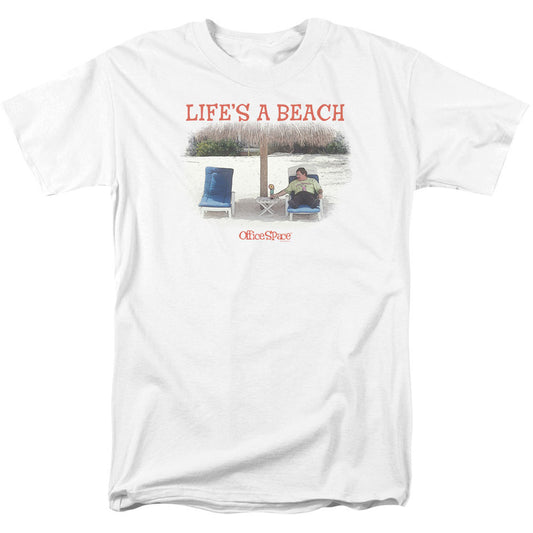 Office Space Lifes A Beach Adult T-shirt Front