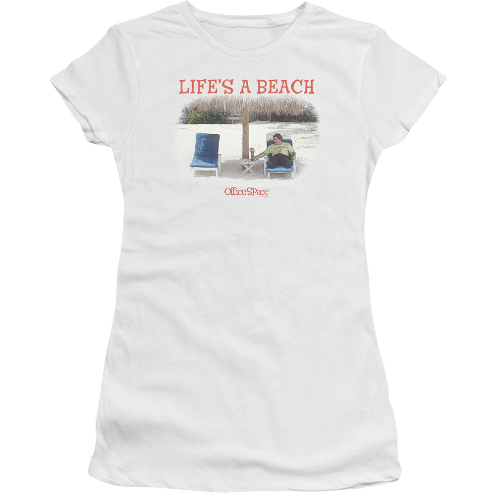 Office Space Lifes A Beach Cap Sleeve Junior Top Front