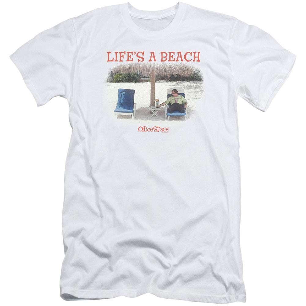 Office Space Lifes A Beach Adult Slim Fit Slim Fit T-shirt Front