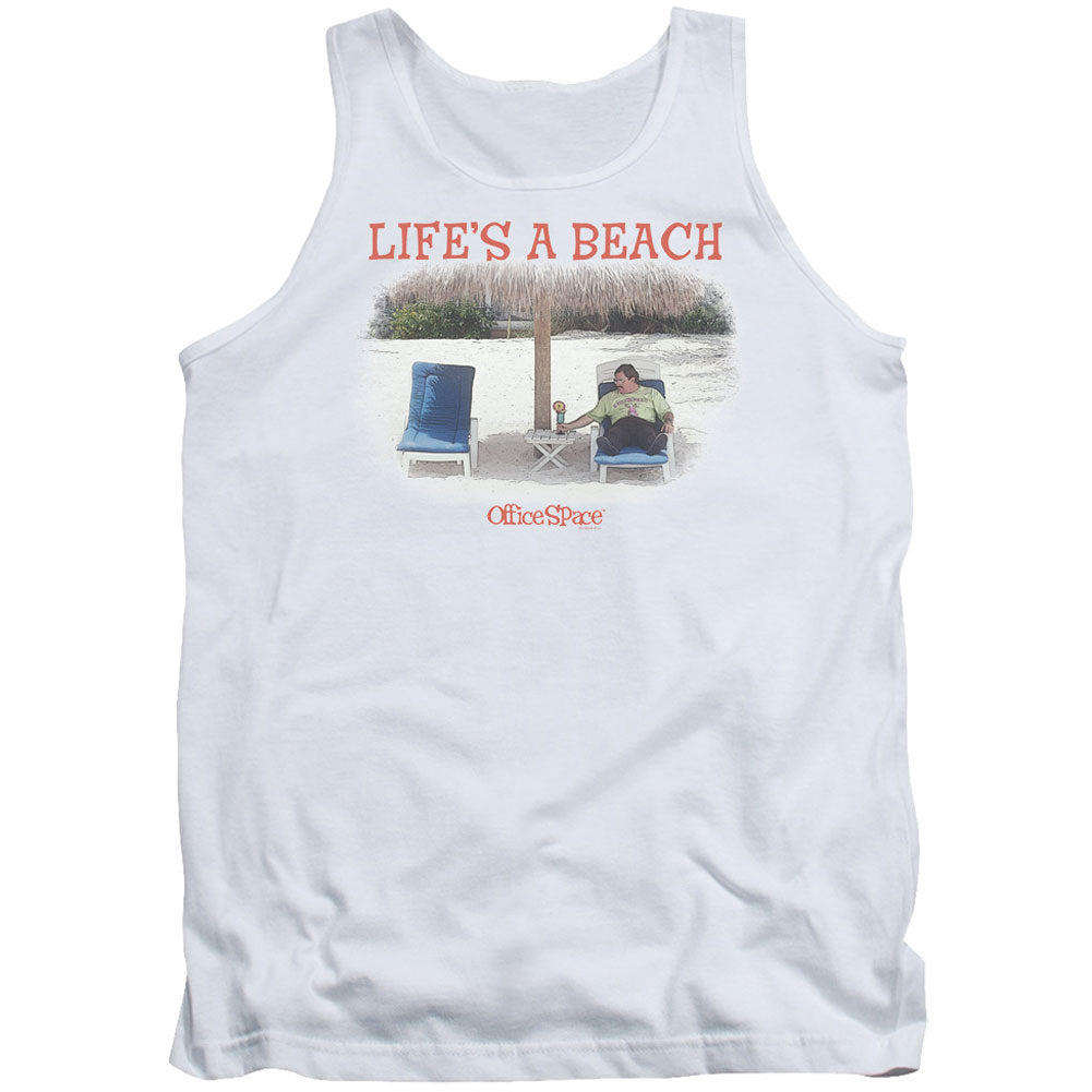 Office Space Lifes A Beach Mens Tank Front