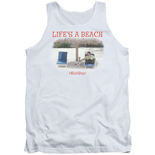 Office Space Lifes A Beach Mens Tank Front