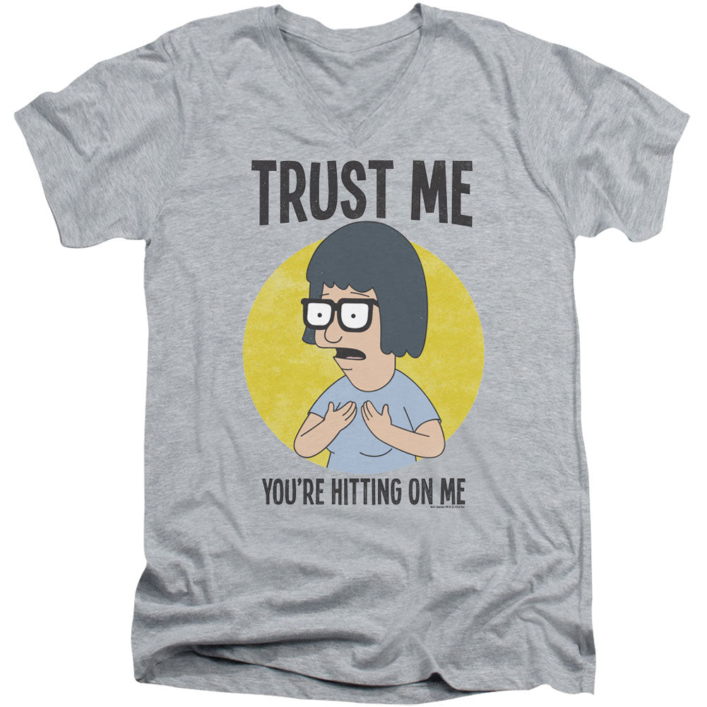 Bobs Burgers Trust Me Adult V-Neck Slim Fit T-shirt Front