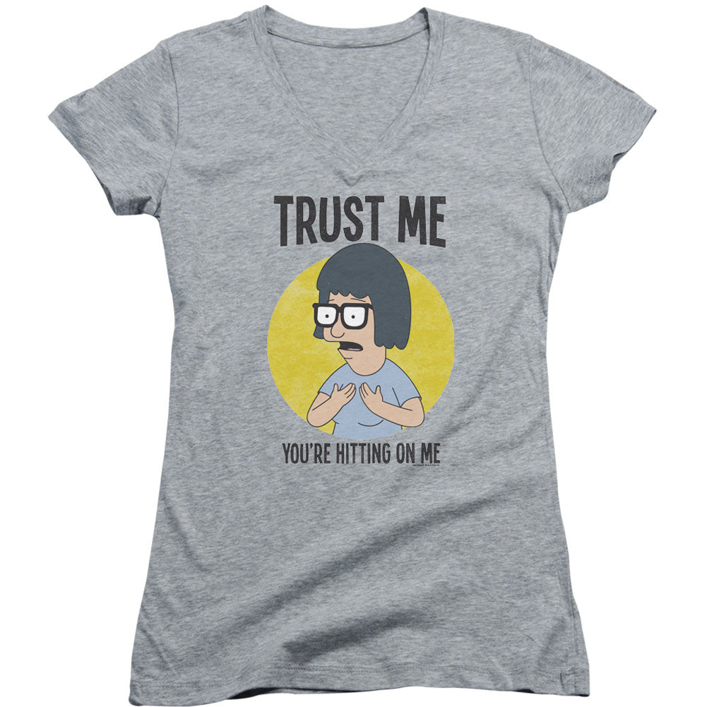 Bobs Burgers Trust Me V-Neck Junior Top Front