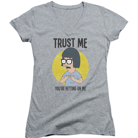 Bobs Burgers Trust Me V-Neck Junior Top Front