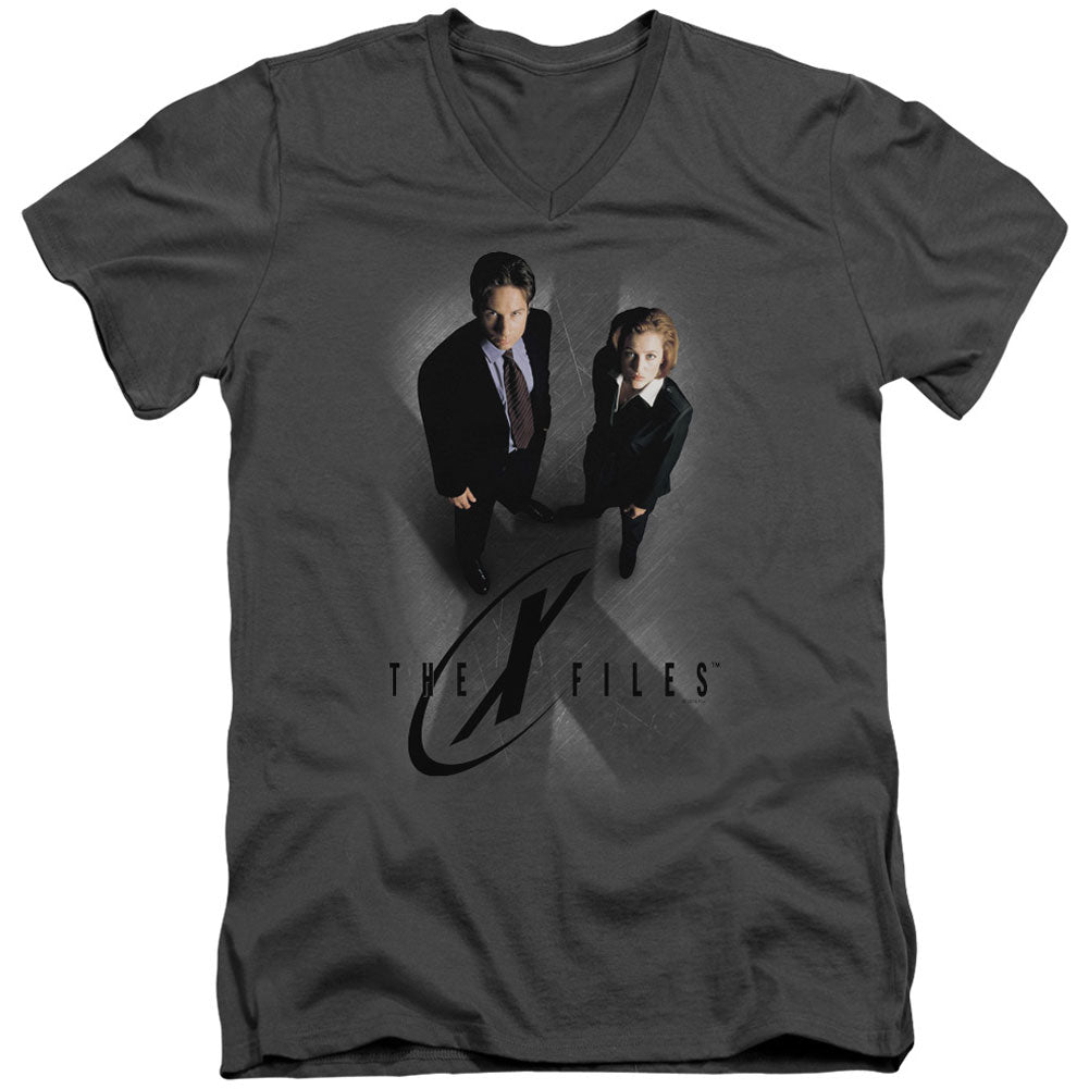 X Files X Marks The Spot Adult V-Neck Slim Fit T-shirt Front